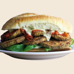 Eggplant and vegan cheese sandwich